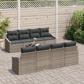 Conjunto de Sofá de Jardim com Almofadas Cinza Vime PE