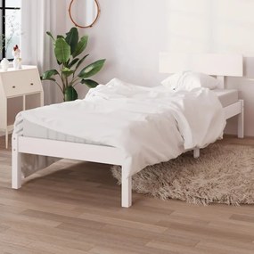 810113 vidaXL Estrutura de cama solteiro UK 90x190 cm pinho maciço branco