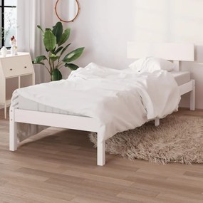 810113 vidaXL Estrutura de cama solteiro 90x190 cm pinho maciço branco