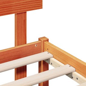 Estrado de Cama com Cabeceira Castanho Encerado 160x200 cm Madeira Sól