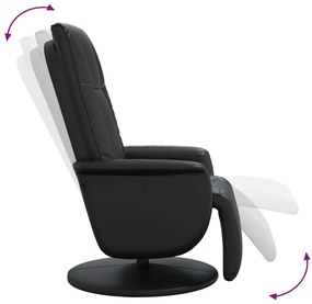 Cadeira reclinável com apoio de pés couro artificial preto