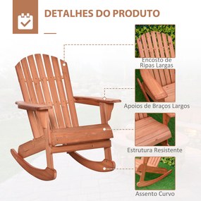 Cadeira Baloiço Cadeira Adirondack de Madeira Natural 77x94x97 cm para