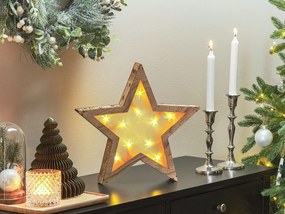 Decoração em madeira clara com LED em forma estrela 35 cm NASTOLA Beliani