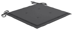 Cadeiras de jardim c/ almofadões antracite 8 pcs teca maciça