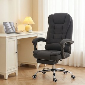 Cadeira de Escritório com 6 Pontos de Massagem Giratória com Encosto Reclinável 135º Função de Aquecimento 65x70x111-119 cm Preto