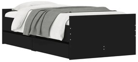 Estrutura de cama com gavetas 90x190 cm preto