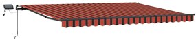 Toldo Retrátil Manual com LED em Laranja e Castanho 400x350 cm