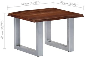 Mesa de centro com arestas vivas 60x60x40 cm acácia maciça