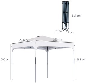 Outsunny Tenda Dobrável 2,5x2,5x2,68cm Tenda de Jardim com Proteção UV 50+ Altura Ajustável com 4 Bolsas de Areia e Bolsa de Transporte para Acampamento Festas Pátio Branco