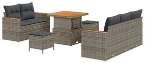 Conjunto de Sofás para Jardim vidaXL de 8 Peças com Almofadas Cinza Ra