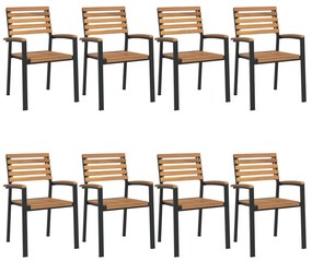 Conj. jantar p/ jardim 9 pcs madeira de acácia maciça e metal