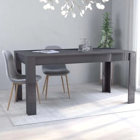 vidaXL Mesa de jantar 160x80x76 cm contraplacado cinzento brilhante