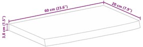 Tampo de mesa borda viva 60x20x3,8 cm mangueira áspera maciça