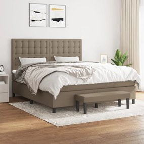vidaXL Cama com molas/colchão 180x200 cm tecido castanho-acinzentado
