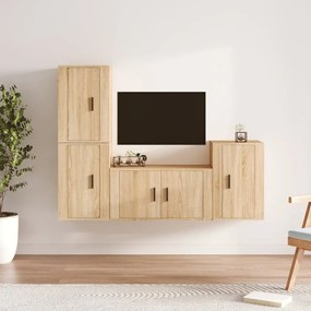 vidaXL Conjunto móveis de TV 4 pcs madeira processada carvalho sonoma