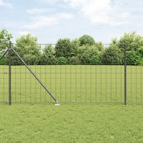 Cerca Euro com 7 Postes de Espeto 1x10 m Aço Galvanizado Cinza