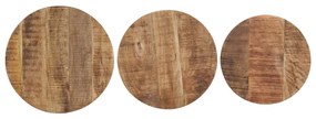 Mesas de apoio 3 pcs madeira de mangueira áspera