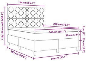 Cama Box Spring com Colchão Cinza Escuro 140x200 cm Tecido