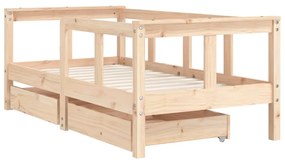 Estrutura de cama infantil c/ gavetas 70x140 cm pinho maciço