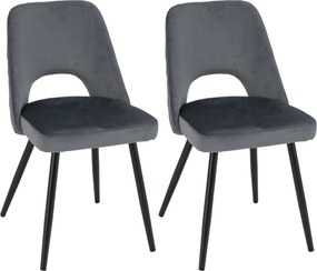 Conjunto de 2 cadeiras de jantar, cozinha estofada com almofada de espuma Pernas metálicas robustas Cinzentas