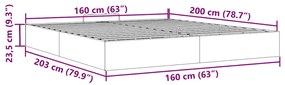 Estrutura de cama otomana sem colchão 160x200 cm cinzento