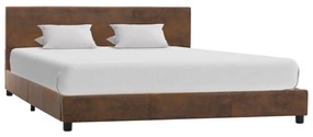 vidaXL Estrutura de cama 120x200 cm camurça artificial castanho