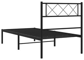 Estrutura de cama com cabeceira 100x200 cm metal preto