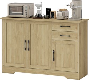 Aparador com 3 Portas Moderno para Sala de Estar com 2 Gavetas Prateleira Ajustável 120x38x79 cm Madeira