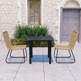 vidaXL 3 pcs conjunto de jantar para jardim vime PE e vidro