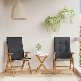 vidaXL Cadeiras de jardim reclináveis c/ almofadões 2 pcs teca maciça