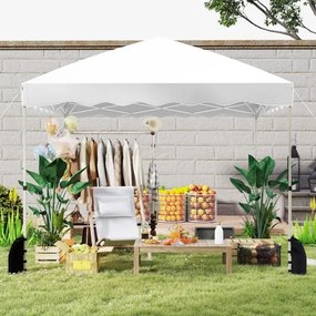 Tenda 300 x 300 x 266-286 cm Portátil com 8 Estacas, 4 Âncoras, 4 Cordas de Vento e 4 Sacos de Areia, eventos, festas Branca