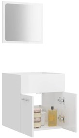 2 pcs conj. móveis casa de banho contraplacado branco brilhante