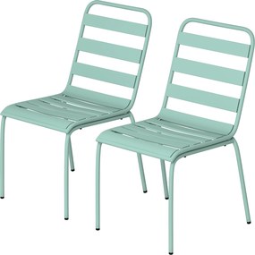 Conjunto de 2 cadeiras de jardim empilháveis em metal para terraço, varanda, jardim, verde