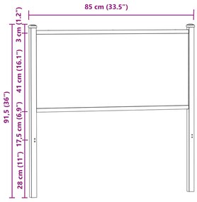 Cabeceira de cama 80cm derivados de madeira/aço carvalho sonoma