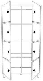 Armário Multiuso MN06 – Nogueira e Antracite – 96x179,4x40 cm