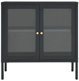 Aparador 70x35x70 cm vidro e aço antracite