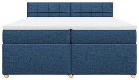 Cama com molas/colchão 200x200 cm tecido azul