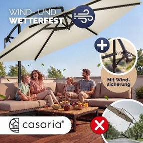 Conjunto completo de guarda-sol de 350 cm, incluindo 4 pesos e capa de proteção creme