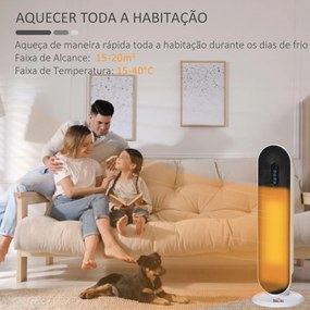 Aquecedor Cerâmico de Torre com Controlo Remoto - Branco e Preto - 21x