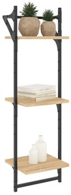 Estante 3 prateleiras + barras 2pcs 30x25x100cm carvalho sonoma