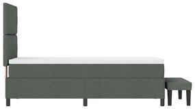 Cama Box Spring com Colchão e Banco Cinza Escuro 80x200 cm Tecido