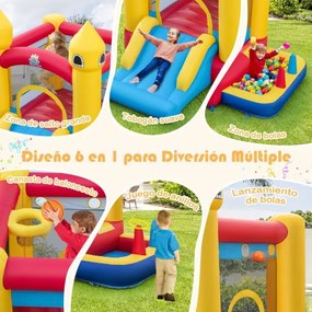 Castelo insuflável com insuflador 480W para crianças com escorrega Cesto de basquetebol Piscina 306 x 288 x 239 cm