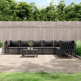 vidaXL 8 pcs conjunto lounge de jardim com almofadões aço antracite