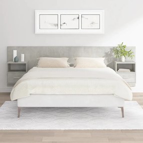 vidaXL Cabeceira de cama com armários madeira processada cinza cimento