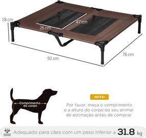 Cama Elevada para Cães Cama de Animais de Estimação com Malha Transpirável e Tecido Oxford para Exterior Interior Ar Livre Jardim Terraço 92x76x18cm C