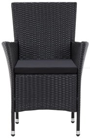5 pcs conjunto de jantar para jardim vime PE preto