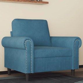 vidaXL Poltrona 60 cm veludo azul