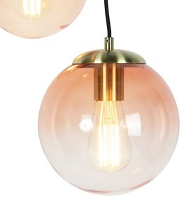 Candeeiro de suspensão Art déco latão 45 cm 3-rosa claro - Pallon Art Deco