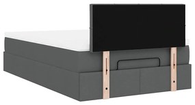 Cama otomana com colchão 120x200 cm tecido cinzento escuro