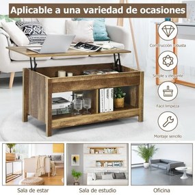 Mesa de centro multifuncional com tampo de mesa extraível com compartimentos ocultos e prateleiras divididas 109 x 47,5 x 50 cm